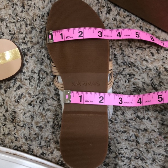 NIB KAANAS Miciela Sandals Beige 5 Strappy Knotted Leather Slide - Picture 7 of 10